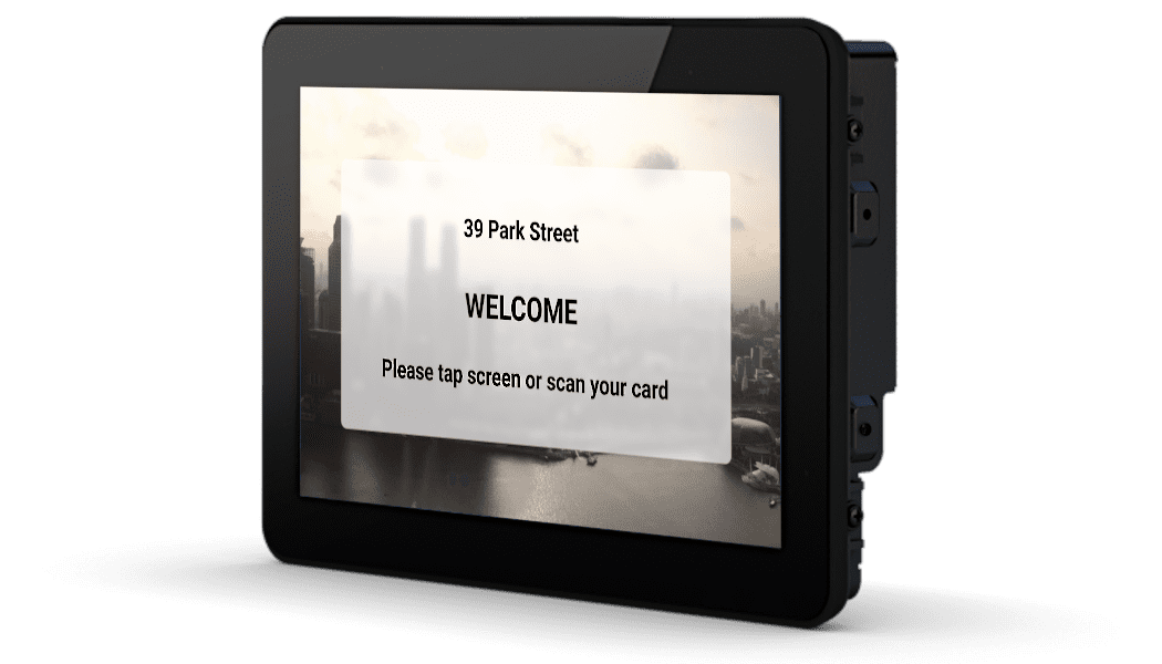 Tablet screen showing a welcome message for the Zodiac parcel locker system